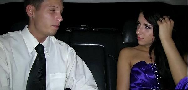  Classy teen seduces and fucks her chauffeur in a limo